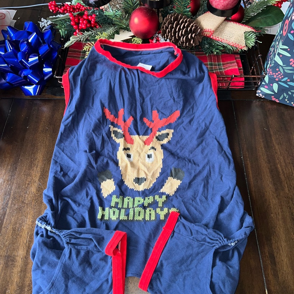 Doggie Holiday Reindeer Pajamas - Blue and Red